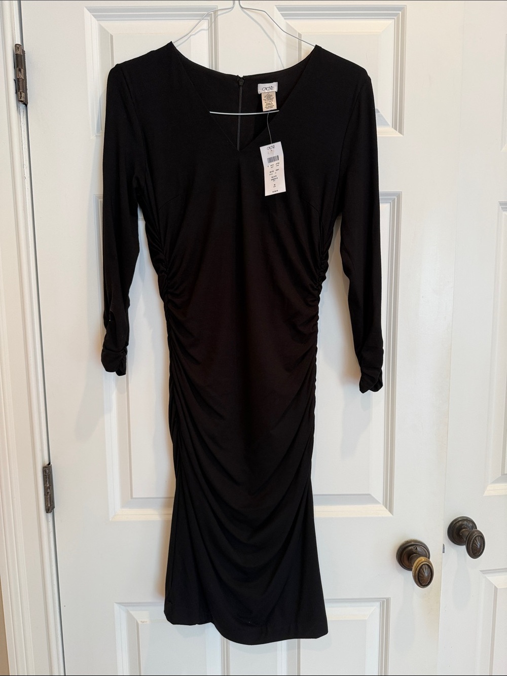 Cache Black Ruched Midi Dress